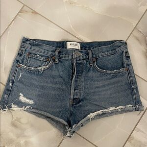 Agolde Distressed Blue Jean Shorts